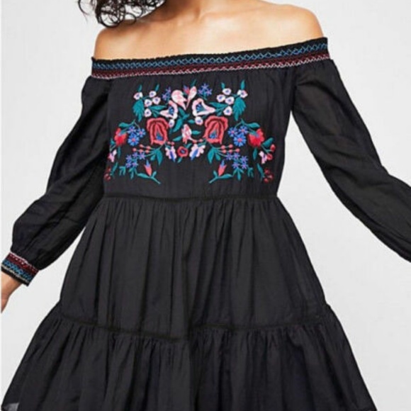 Free People Embroidered OTS Mini Dress - Picture 1 of 7